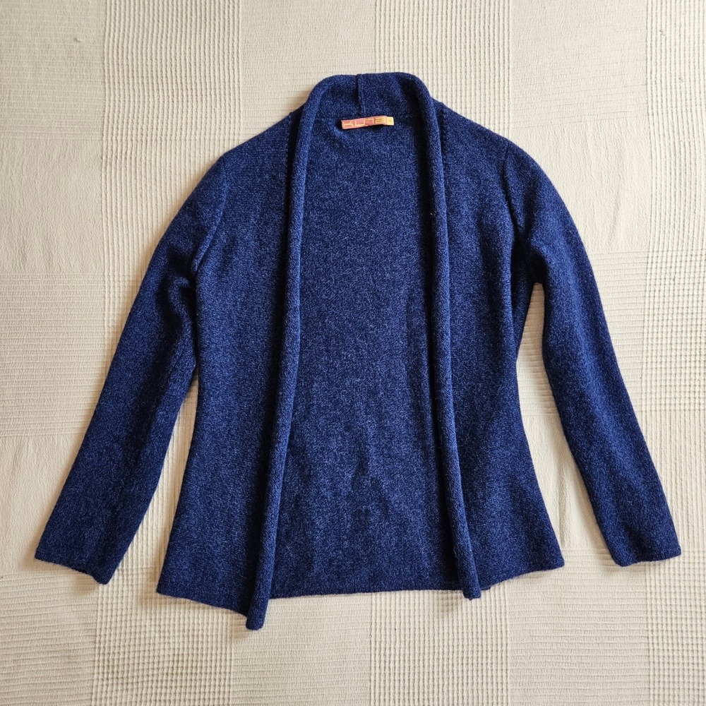 Kuna Baby Alpaca Wool Cardigan Sweater Navy Blue Open Front Made in Peru Women S